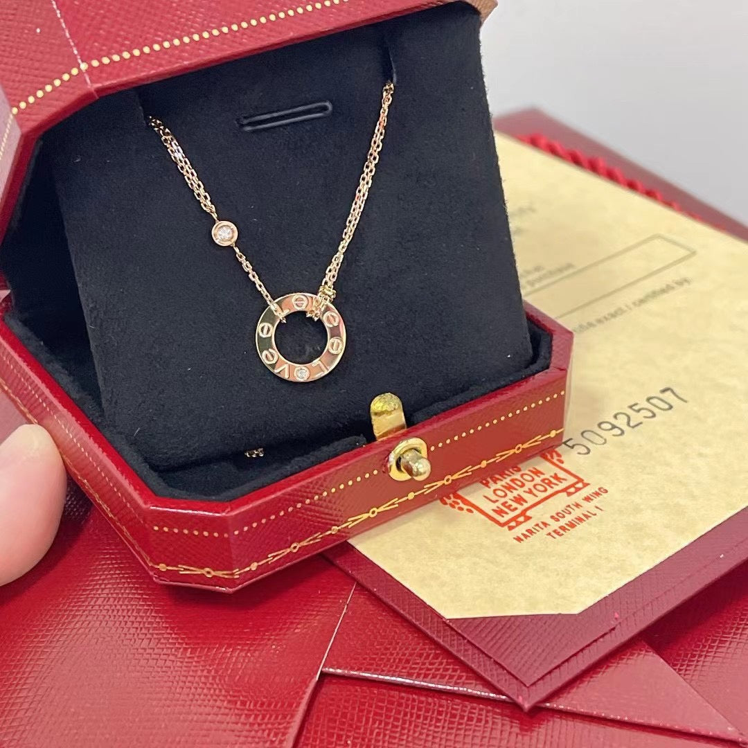 [⭐Sparkve]LOVE NECKLACE 16MM 2 DIAMONDS