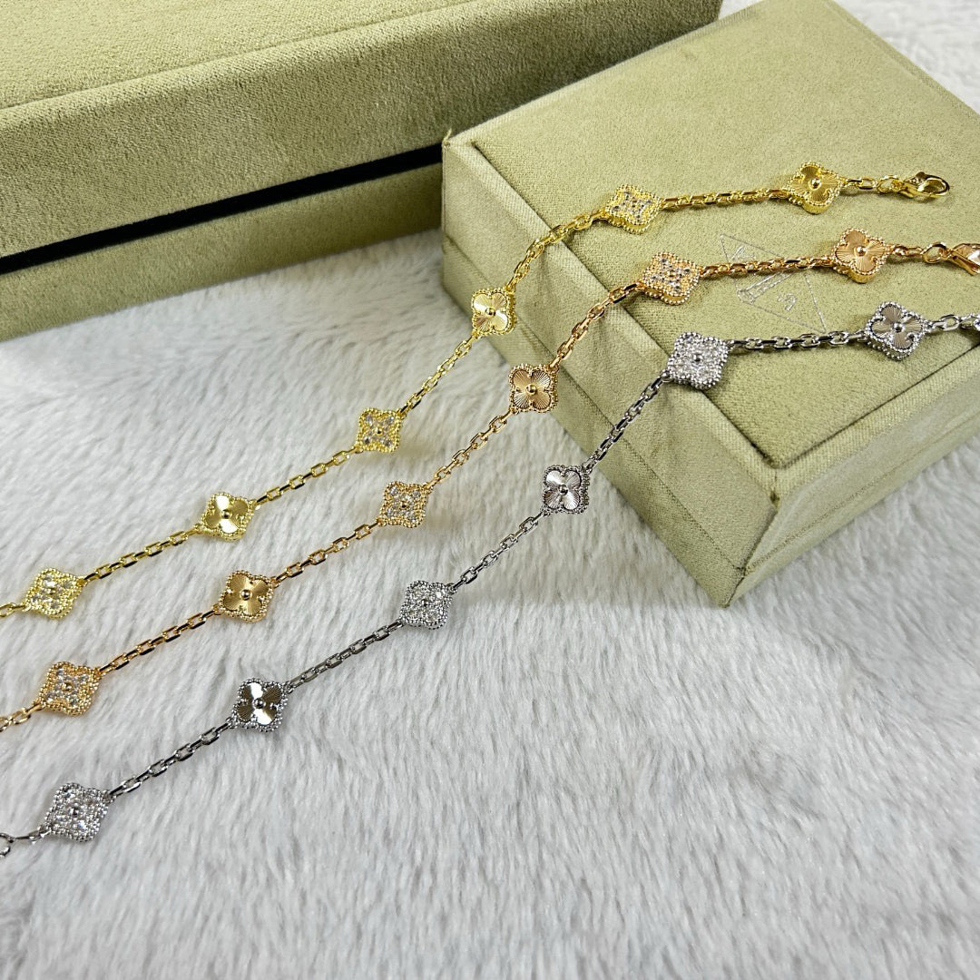 [⭐Sparkve]CLOVER 6 MOTIF DIAMOND LASER BRACELET