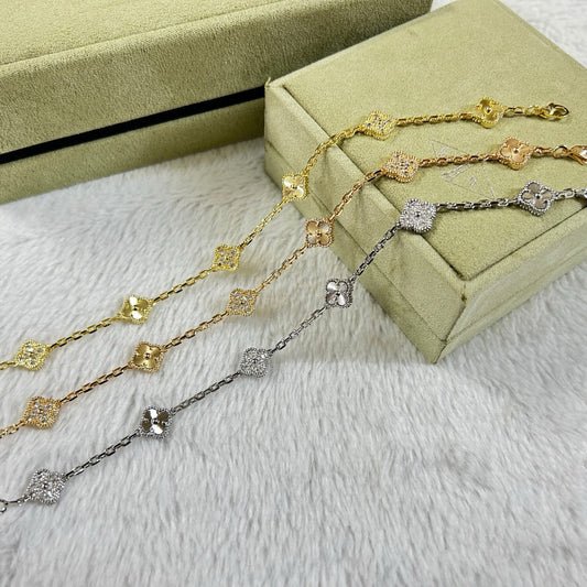 [⭐Sparkve]CLOVER 6 MOTIF DIAMOND LASER BRACELET