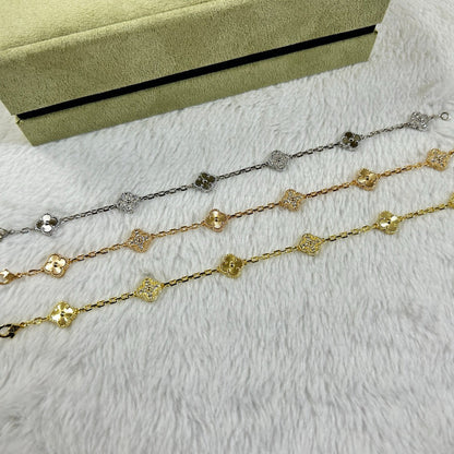 [⭐Sparkve]CLOVER 6 MOTIF DIAMOND LASER BRACELET