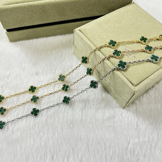 [⭐Sparkve]CLOVER 6 MOTIF MALACHITE BRACELET