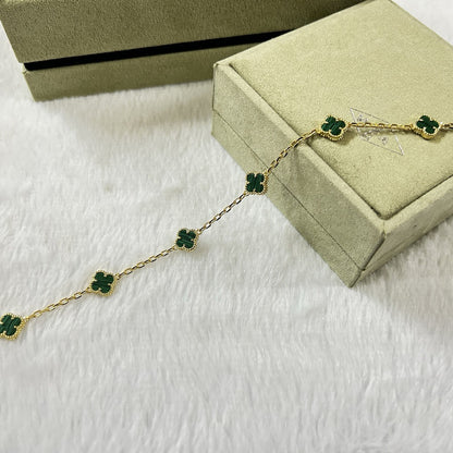 [⭐Sparkve]CLOVER 6 MOTIF MALACHITE BRACELET