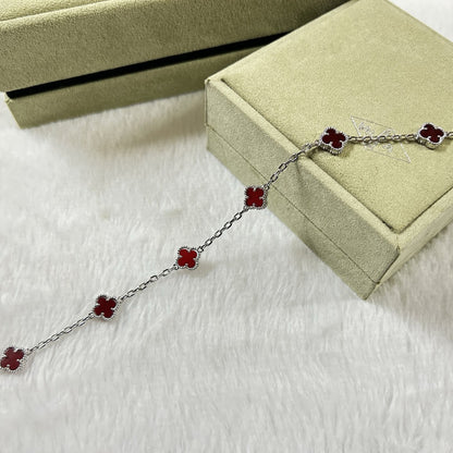 [⭐Sparkve]CLOVER 6 MOTIF RED AGATE BRACELET