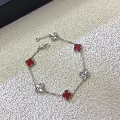 [⭐Sparkve]CLOVER 6 MOTIF RED AGATE LASER BRACELET