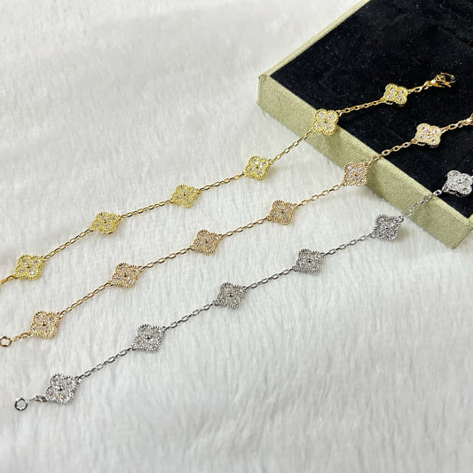 [⭐Sparkve]CLOVER 6 MOTIF DIAMOND BRACELET