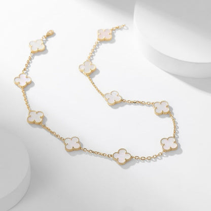 [⭐Sparkve]CLOVER 10 MOTIFS WHITE MOTHER OF PEARL NECKLACE