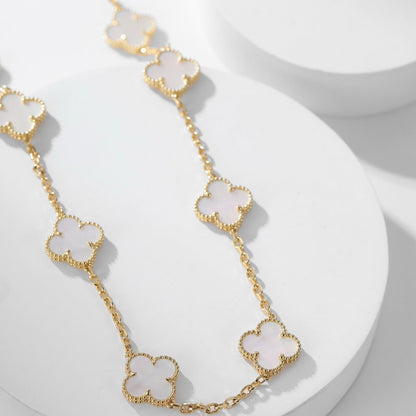 [⭐Sparkve]CLOVER 10 MOTIFS WHITE MOTHER OF PEARL NECKLACE
