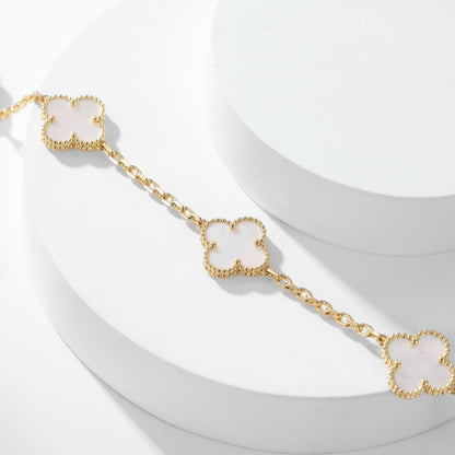 [⭐Sparkve]CLOVER 10 MOTIFS WHITE MOTHER OF PEARL NECKLACE