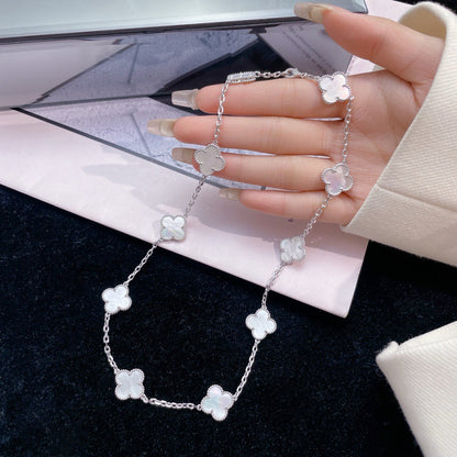 [⭐Sparkve]CLOVER 10 MOTIFS WHITE MOTHER OF PEARL NECKLACE