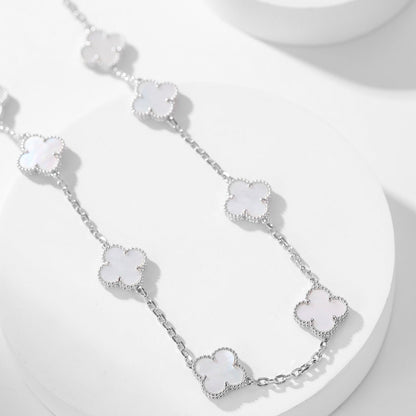 [⭐Sparkve]CLOVER 10 MOTIFS WHITE MOTHER OF PEARL NECKLACE