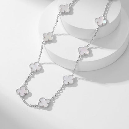 [⭐Sparkve]CLOVER 10 MOTIFS WHITE MOTHER OF PEARL NECKLACE