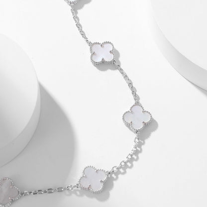 [⭐Sparkve]CLOVER 10 MOTIFS WHITE MOTHER OF PEARL NECKLACE