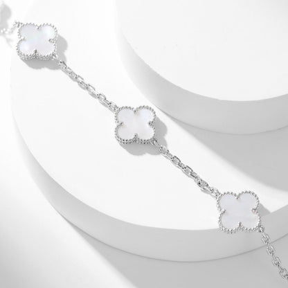 [⭐Sparkve]CLOVER 10 MOTIFS WHITE MOTHER OF PEARL NECKLACE