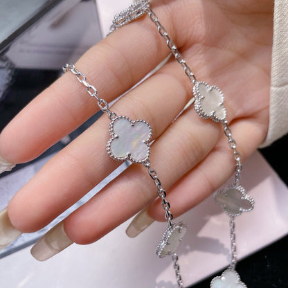 [⭐Sparkve]CLOVER 10 MOTIFS WHITE MOTHER OF PEARL NECKLACE