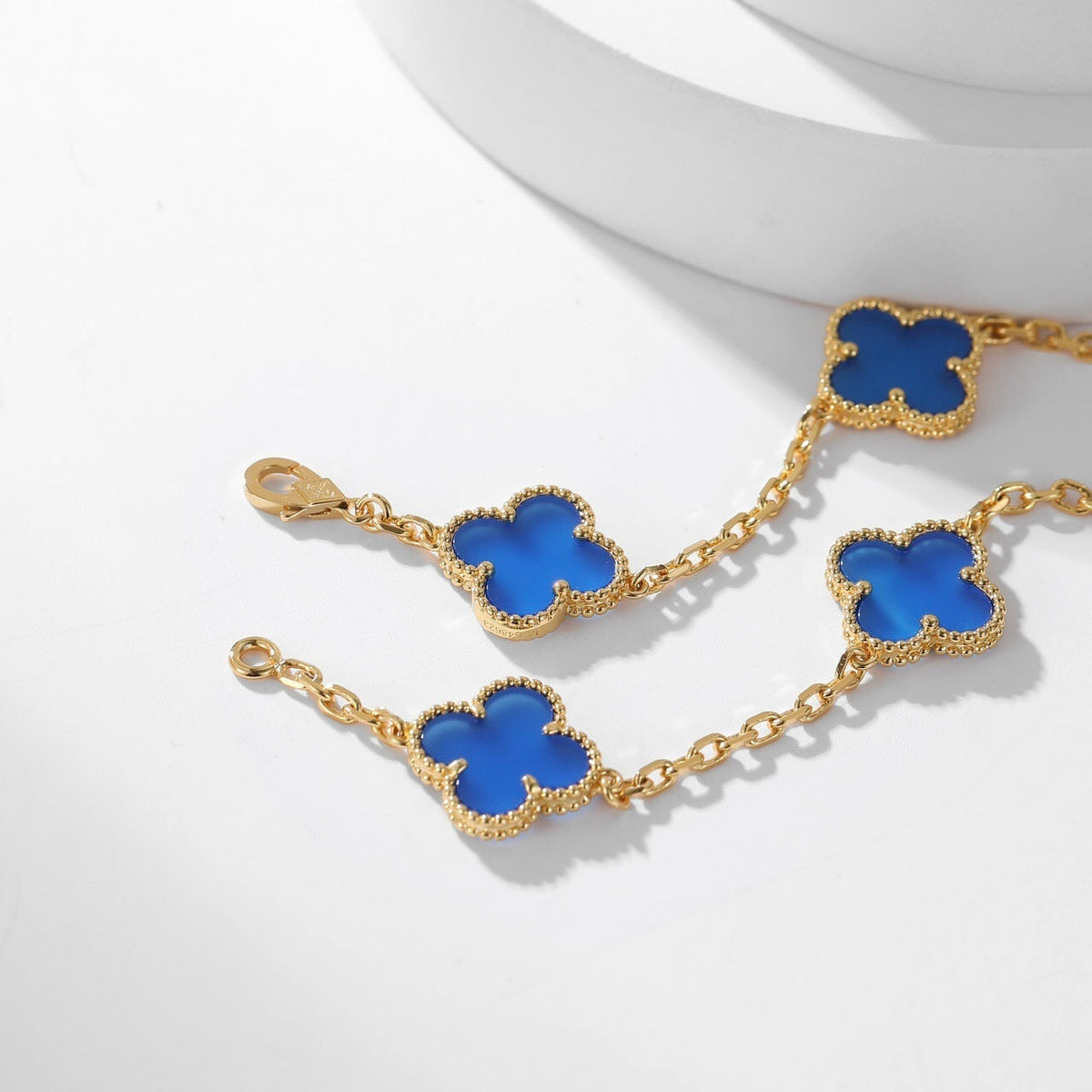 [⭐Sparkve]CLOVER 10 MOTIFS BLUE AGATE NECKLACE