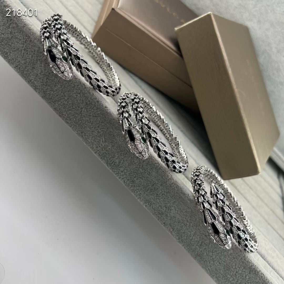 [⭐Sparkve]NEW OBSIDIAN & DIAMOND SERPENT BRACELET