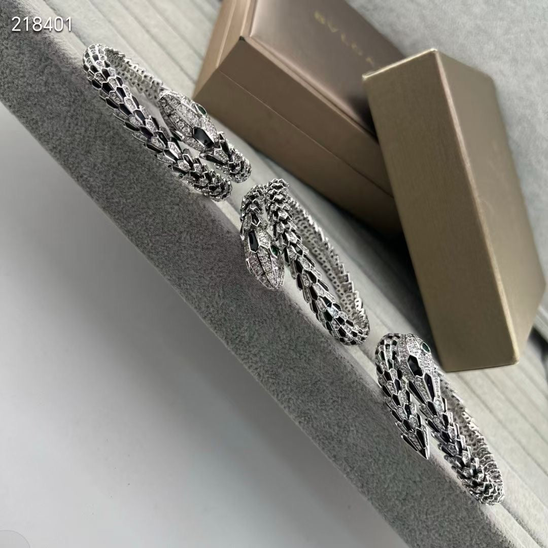 [⭐Sparkve]NEW OBSIDIAN & DIAMOND SERPENT BRACELET