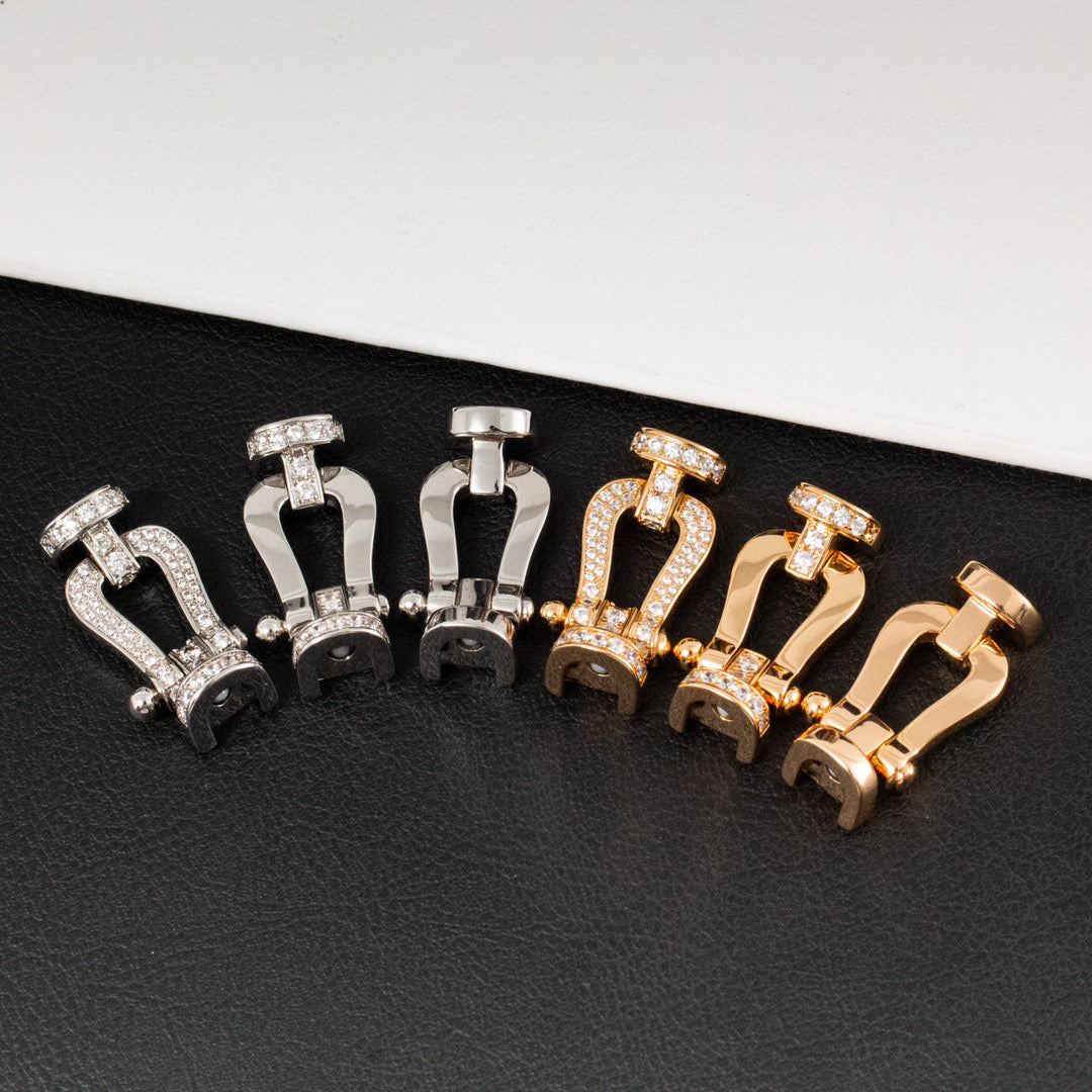 [⭐Sparkve]FORCE LARGE HORSESHOE HALF DIAMOND BRACELET SILVER