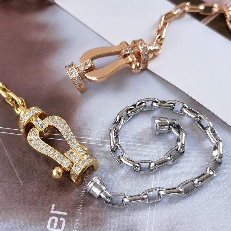 [⭐Sparkve]FORCE LARGE HORSESHOE CLASP  METAL BRACELET