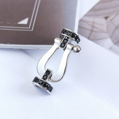 [⭐Sparkve]FORCE LARGE HORSESHOE BLACK DIAMOND BRACELET SILVER