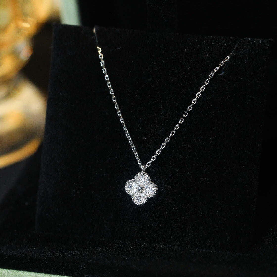 [⭐Sparkve]CLOVER MINI 9.5MM PENDANT DIAMOND NECKLACE
