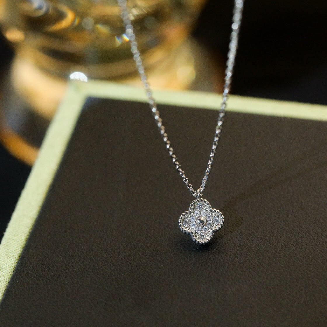 [⭐Sparkve]CLOVER MINI 9.5MM PENDANT DIAMOND NECKLACE