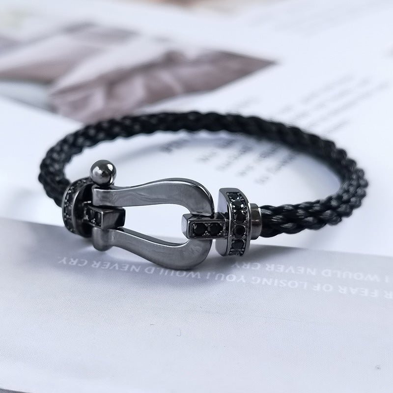 [⭐Sparkve]FORCE LARGE SERIES HORSESHOE BLACK SAMURAI BRACELET