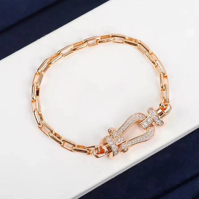 [⭐Sparkve]FORCE LARGE HORSESHOE CLASP  METAL BRACELET
