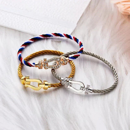 [⭐Sparkve]FORCE LARGE HORSESHOE NO DIAMOND BRACELET GOLD