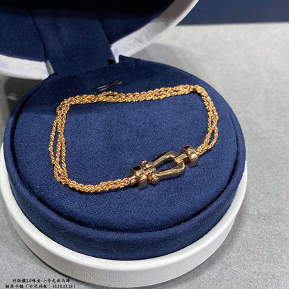 [⭐Sparkve]FORCE SMALL HORSESHOE  DIAMOND CHAIN ROPE BRACELET