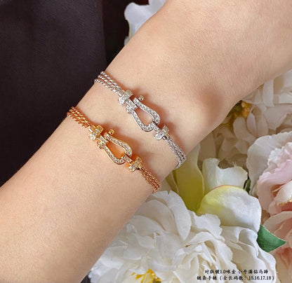 [⭐Sparkve]FORCE SMALL HORSESHOE  DIAMOND CHAIN ROPE BRACELET