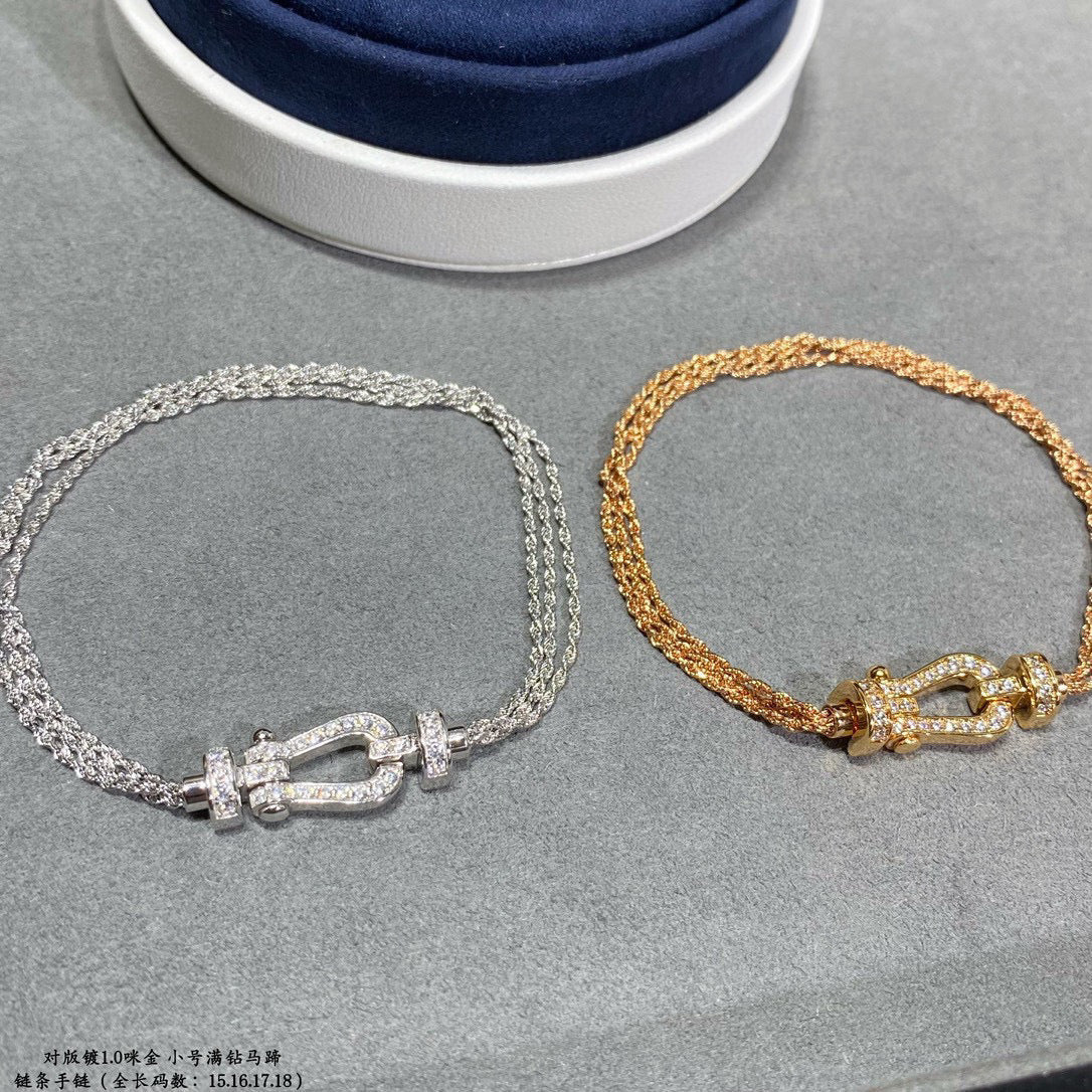 [⭐Sparkve]FORCE SMALL HORSESHOE  DIAMOND CHAIN ROPE BRACELET