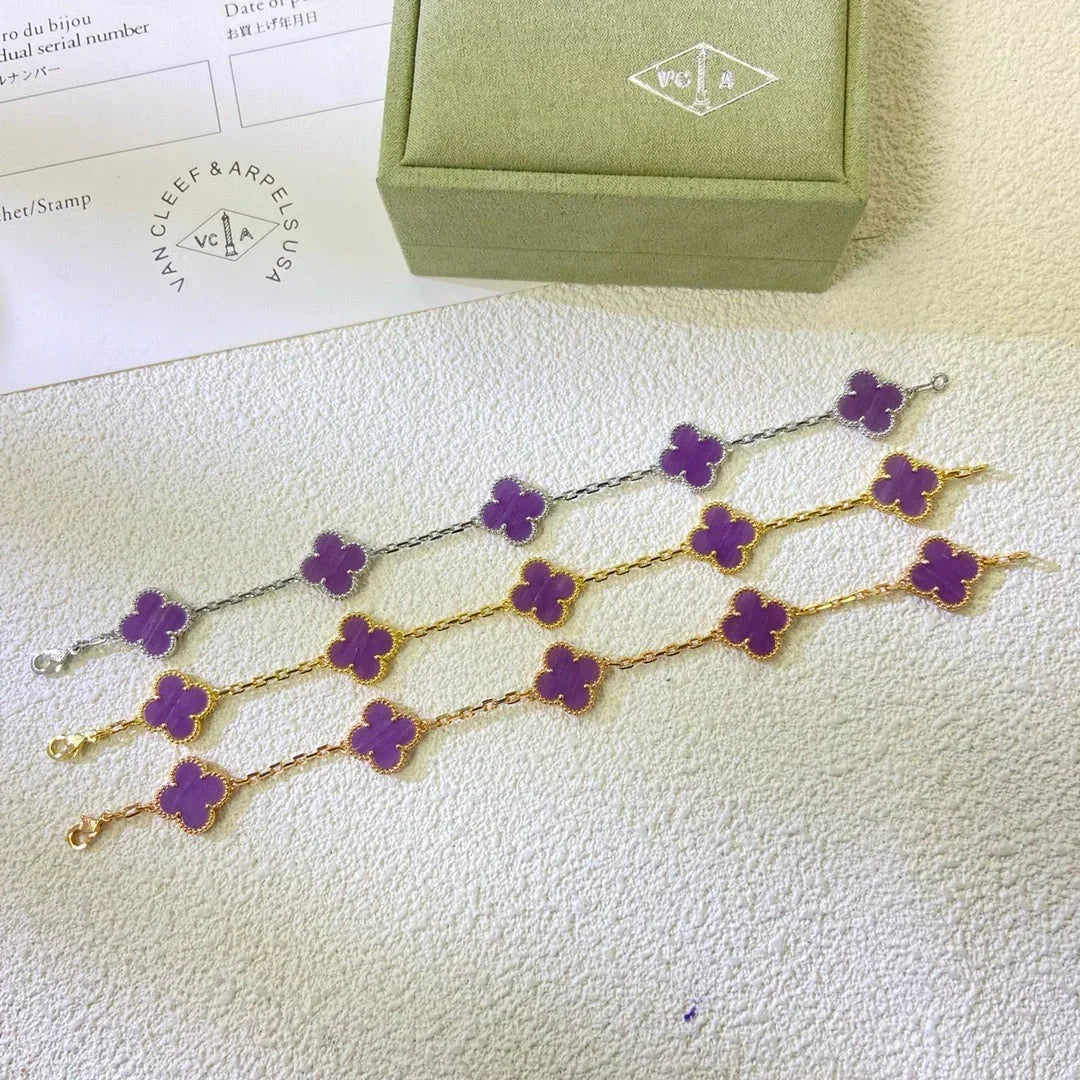 [⭐Sparkve] CLOVER 5 MOTIF VIOLET BRACELET COLLECTION