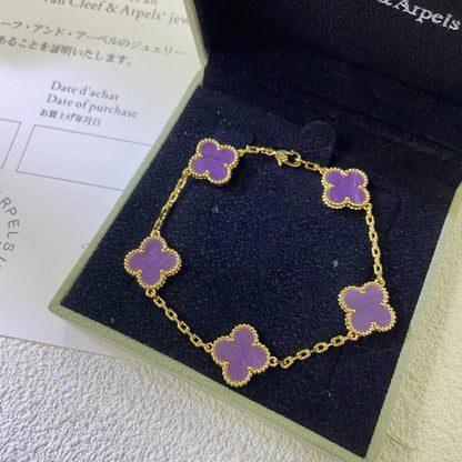 [⭐Sparkve] CLOVER 5 MOTIF VIOLET BRACELET COLLECTION