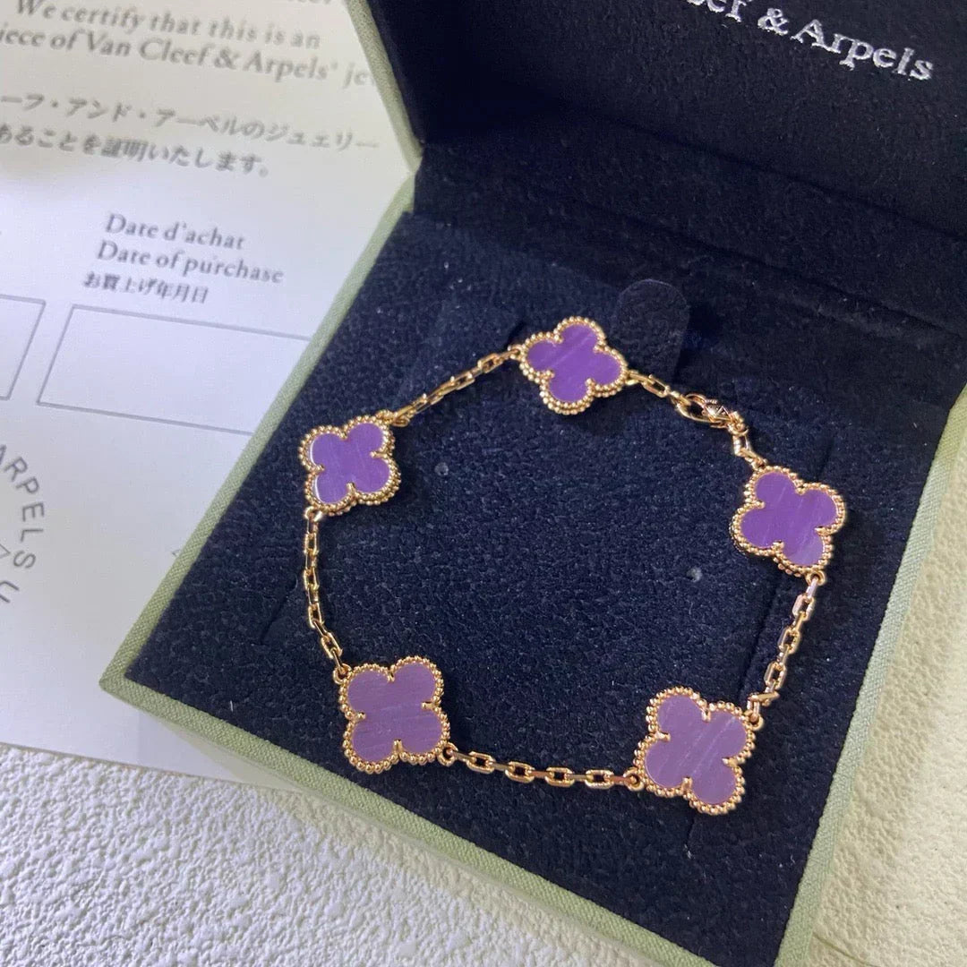 [⭐Sparkve] CLOVER 5 MOTIF VIOLET BRACELET COLLECTION
