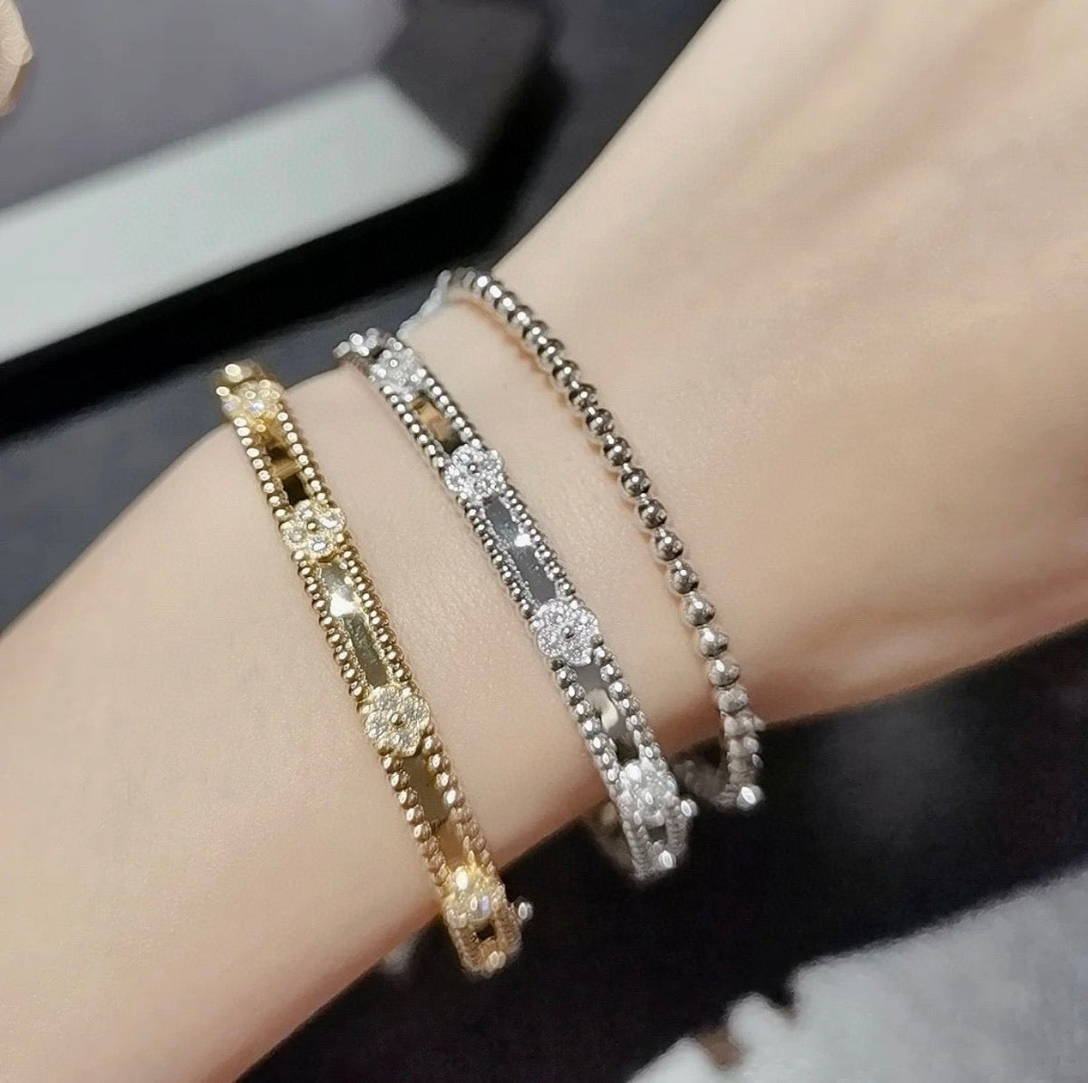 [⭐Sparkve]CLOVER BRACELET 4MM DIAMONDS
