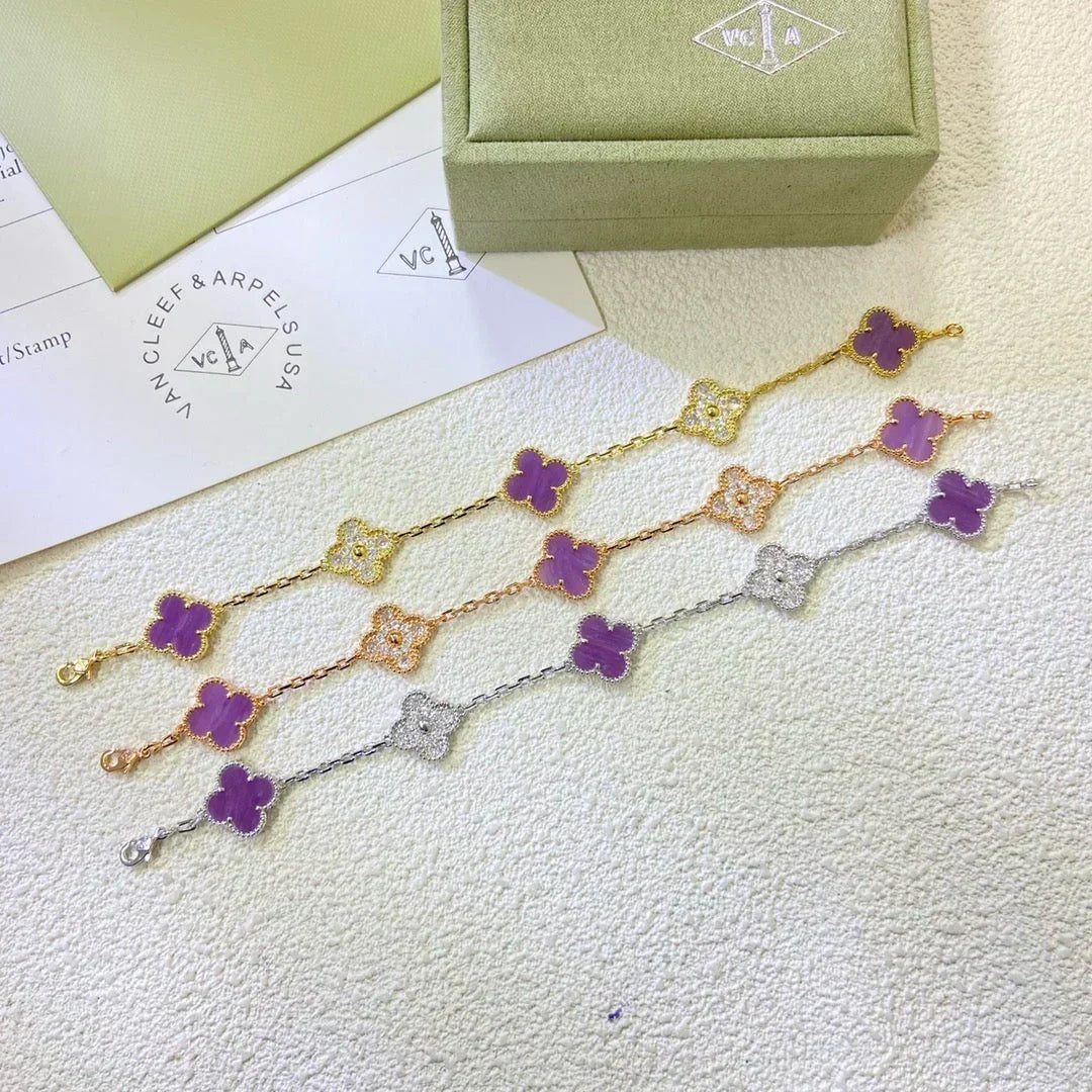 [⭐Sparkve] CLOVER 5 MOTIF VIOLET BRACELET COLLECTION