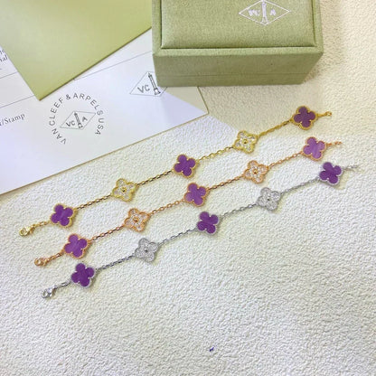 [⭐Sparkve] CLOVER 5 MOTIF VIOLET BRACELET COLLECTION