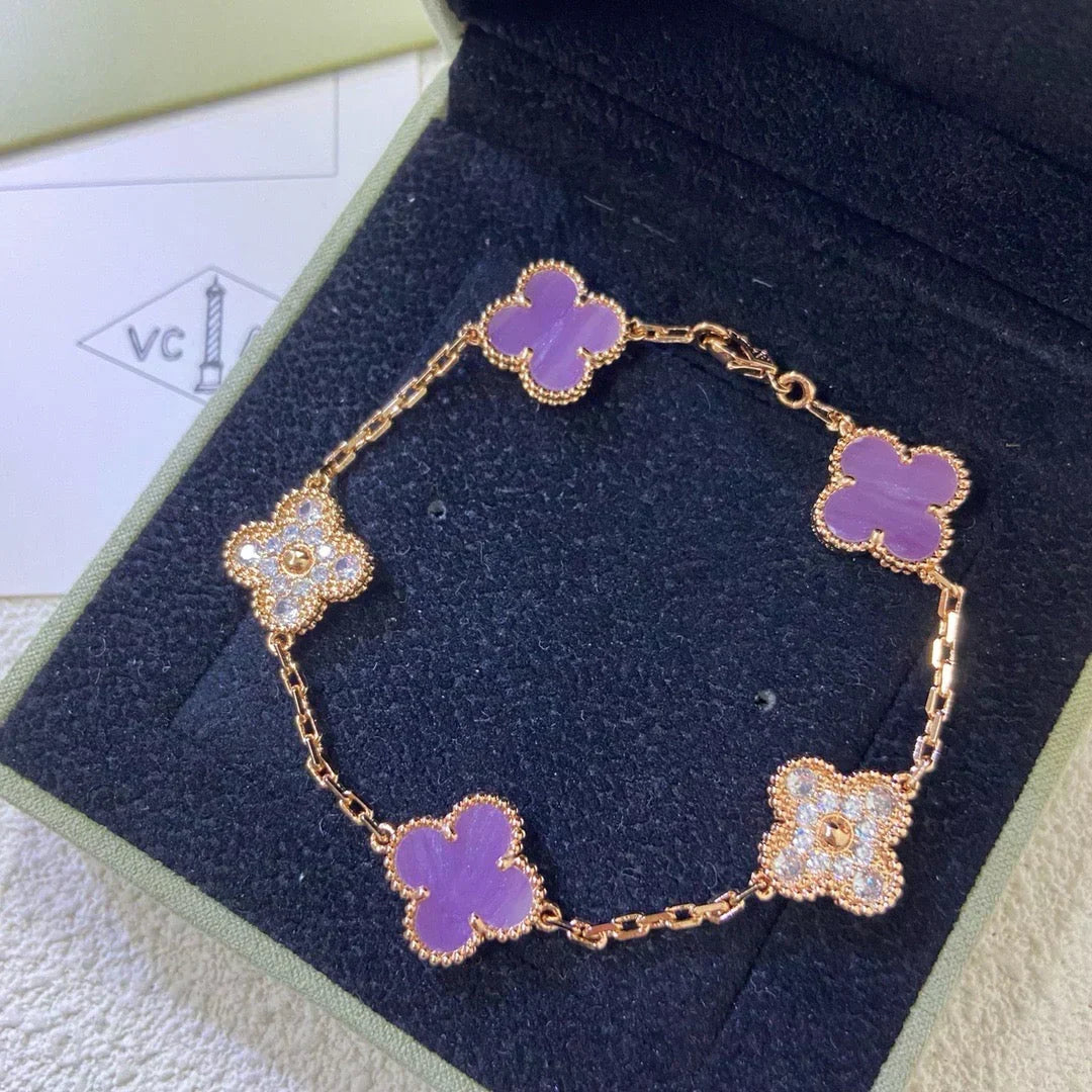 [⭐Sparkve] CLOVER 5 MOTIF VIOLET BRACELET COLLECTION
