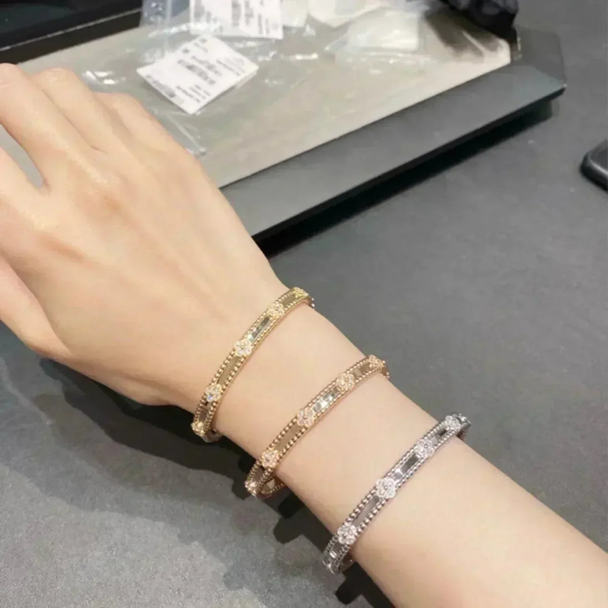 [⭐Sparkve]CLOVER BRACELET 4MM DIAMONDS
