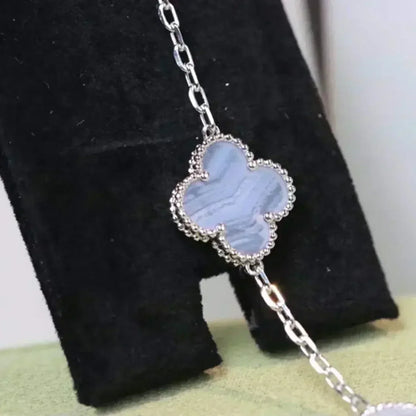 [⭐Sparkve] CLOVER 5 MOTIF PURPLE CHALCEDONY BRACELET COLLECTION