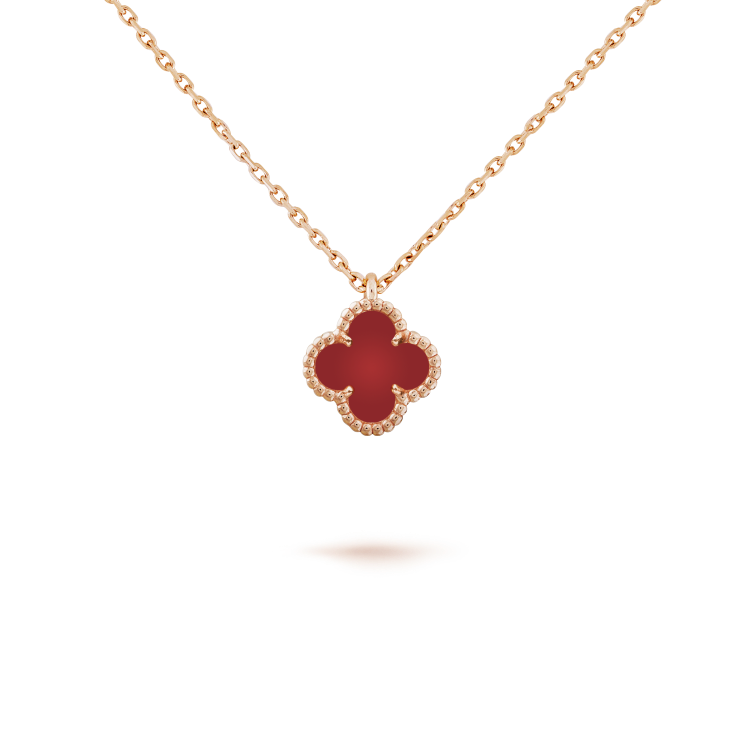 [⭐Sparkve]CLOVER MINI 9.5MM WHITE CARNELIANS NECKLACE