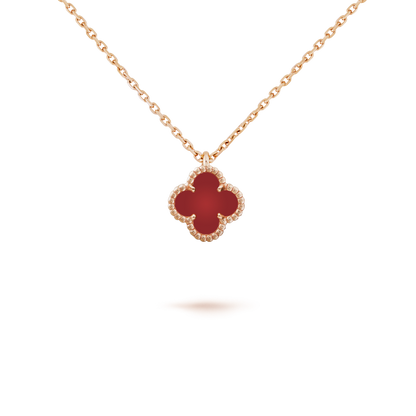 [⭐Sparkve]CLOVER MINI 9.5MM WHITE CARNELIANS NECKLACE