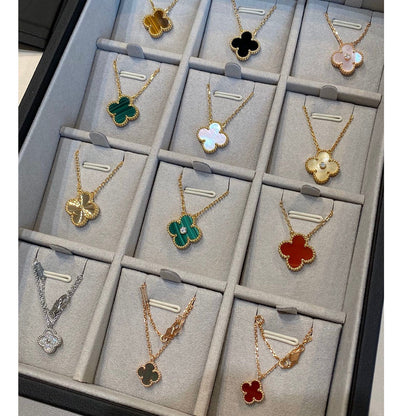 [⭐Sparkve]CLOVER 15MM CARNELIAN SINGLE FLOWER NECKLACE