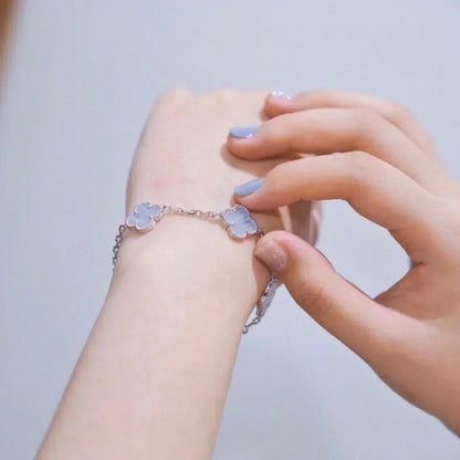 [⭐Sparkve] CLOVER 5 MOTIF PURPLE CHALCEDONY BRACELET COLLECTION