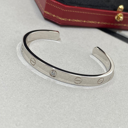 [⭐Sparkve]LOVE BRACELET 6.1MM 1 DIAMOND OPEN CUFF