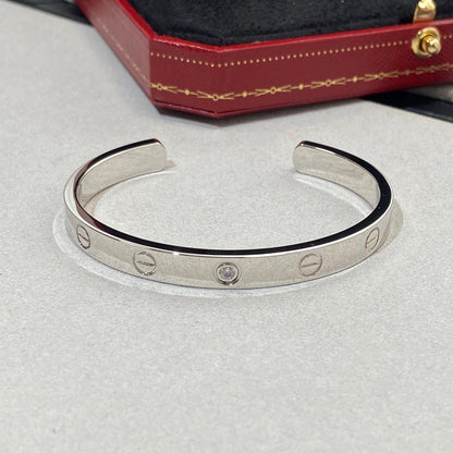 [⭐Sparkve]LOVE BRACELET 6.1MM 1 DIAMOND OPEN CUFF