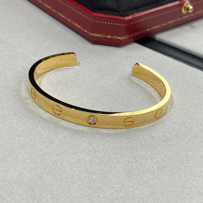[⭐Sparkve]LOVE BRACELET 6.1MM 1 DIAMOND OPEN CUFF