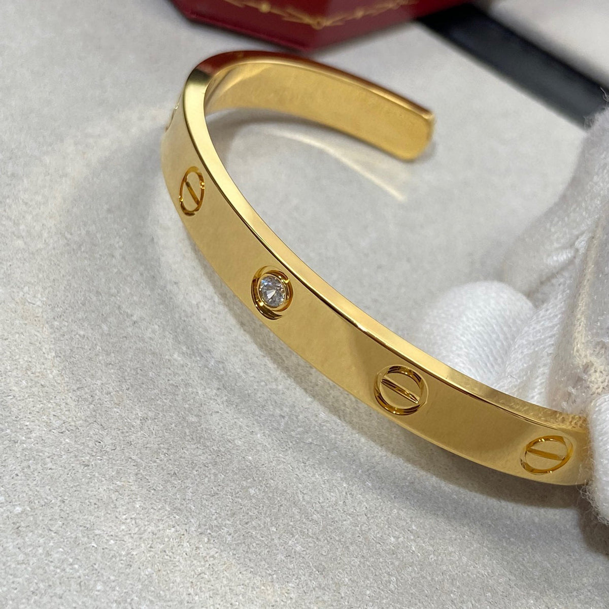[⭐Sparkve]LOVE BRACELET 6.1MM 1 DIAMOND OPEN CUFF