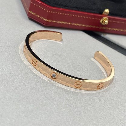 [⭐Sparkve]LOVE BRACELET 6.1MM 1 DIAMOND OPEN CUFF